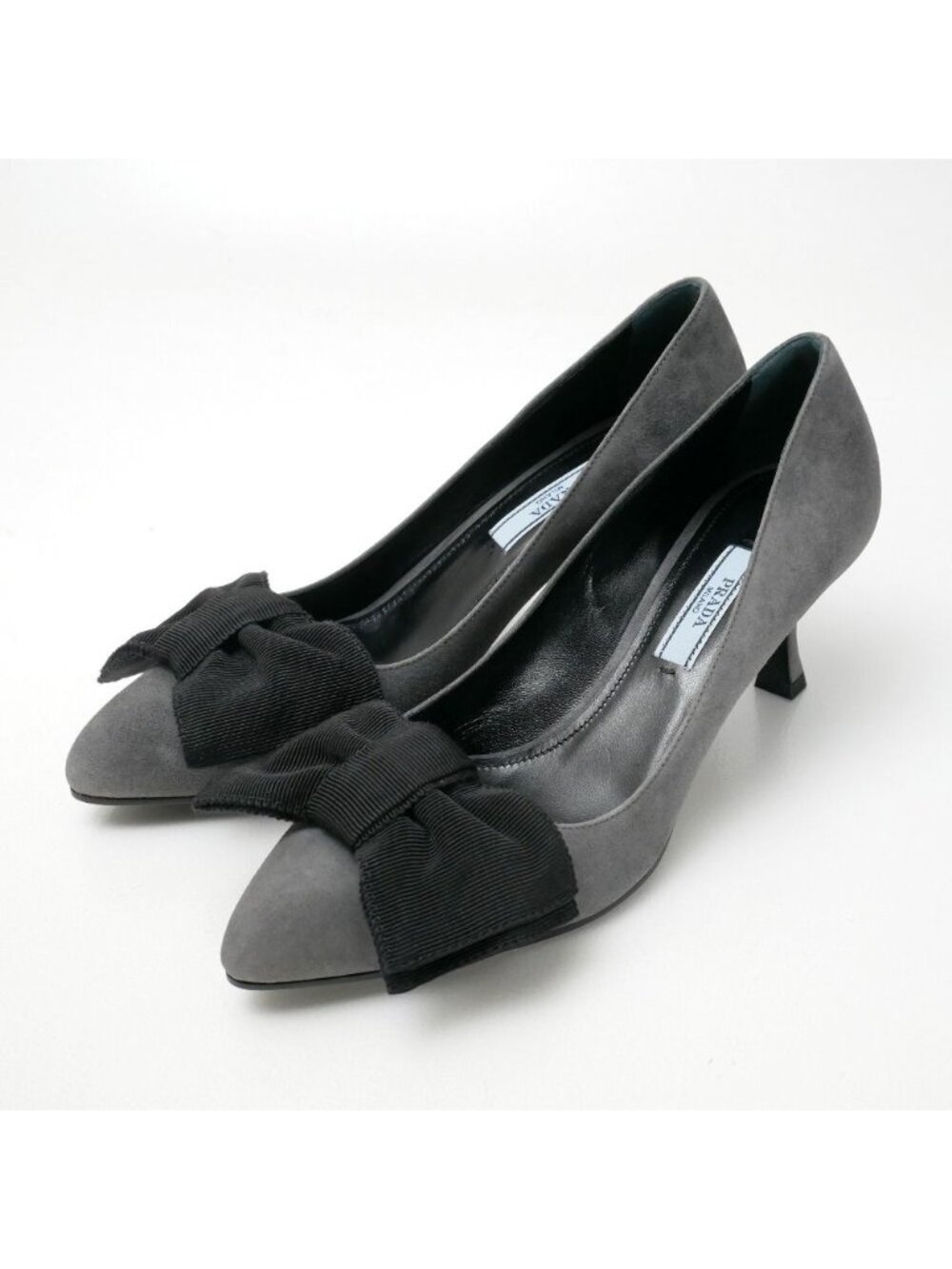 Prada Pumps Suede Ribbon Pointed Toe Heels